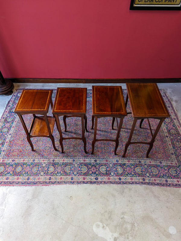 Antique Edwardian Inlaid Mahogany Quartetto Nest of Tables