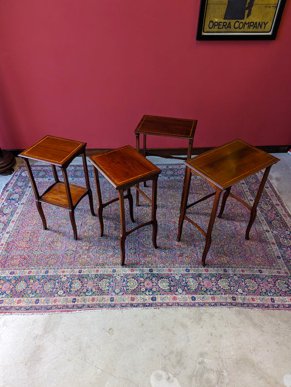 Antique Edwardian Inlaid Mahogany Quartetto Nest of Tables