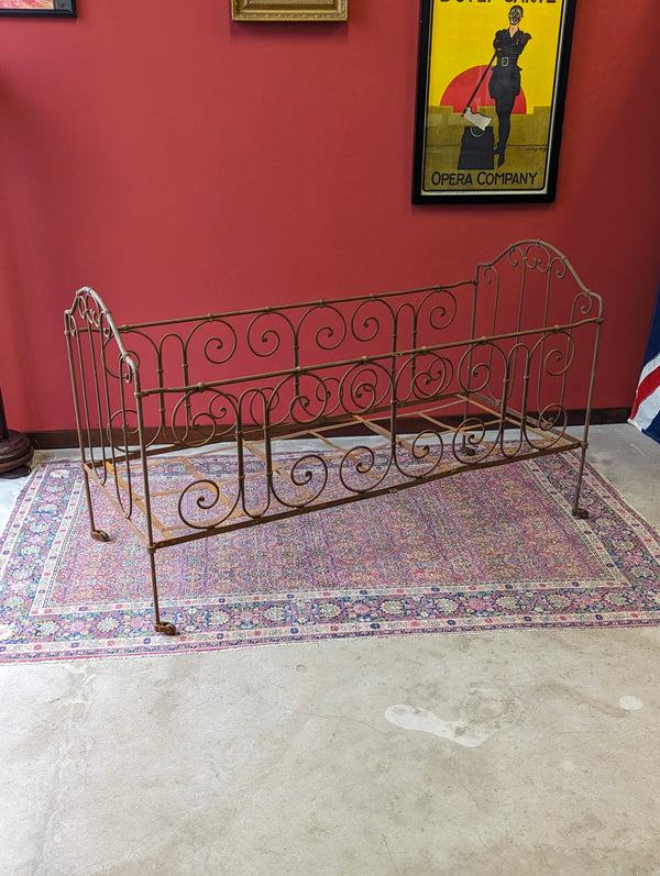 Antique Victorian Wrought Iron Cot