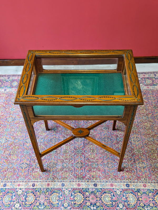 Antique Victorian Satinwood Bijouterie Table / Vitrine