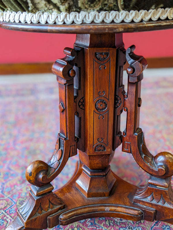 Antique 19th Century Aesthetic Movement Mahogany Piano Stool