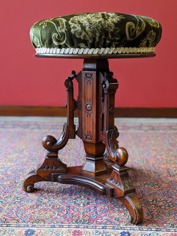 Antique 19th Century Aesthetic Movement Mahogany Piano Stool