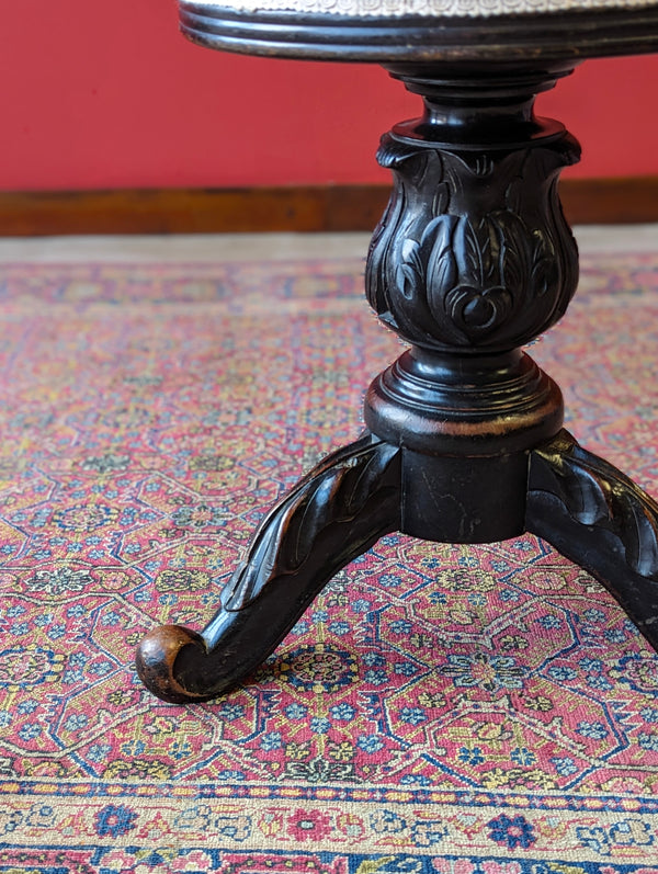 Antique Edwardian Ebonised Mahogany Circular Piano Stool