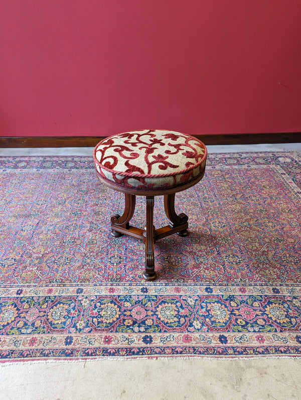 Antique Edwardian Mahogany Upholstered Stool