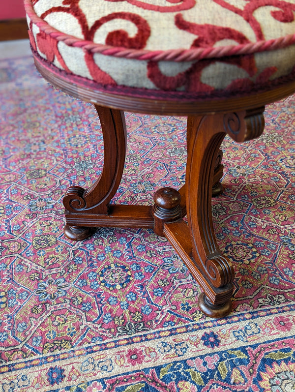 Antique Edwardian Mahogany Upholstered Stool