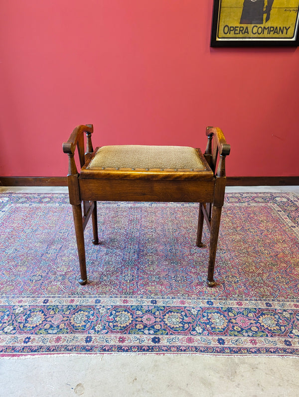 Antique Victorian Mahogany Piano Stool with Storage