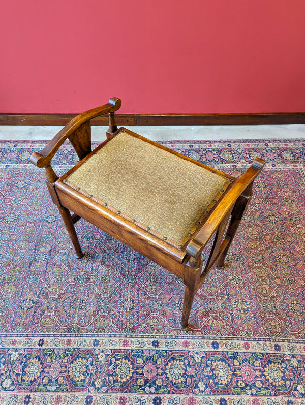 Antique Victorian Mahogany Piano Stool with Storage