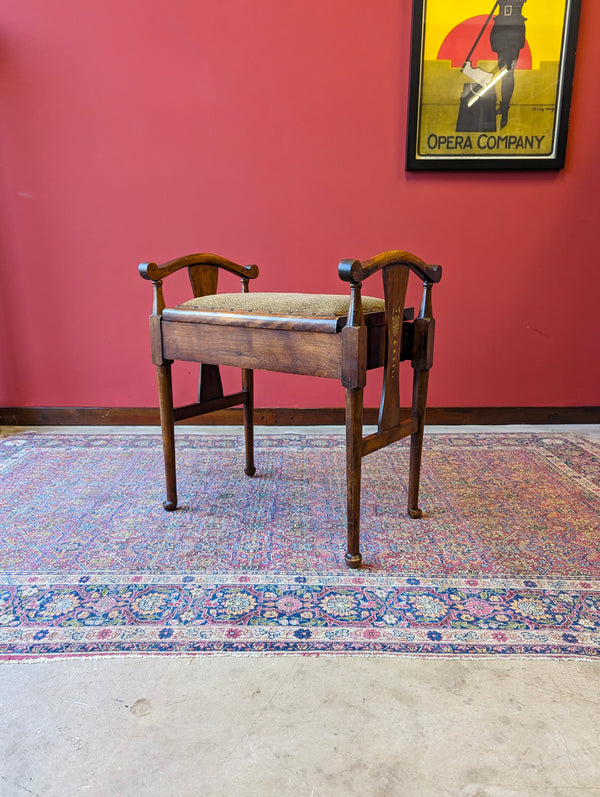 Antique Victorian Mahogany Piano Stool with Storage