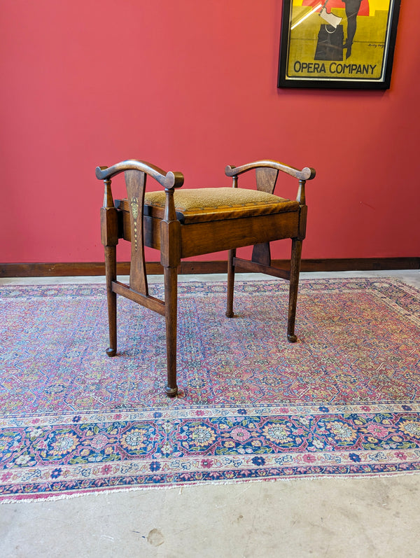 Antique Victorian Mahogany Piano Stool with Storage