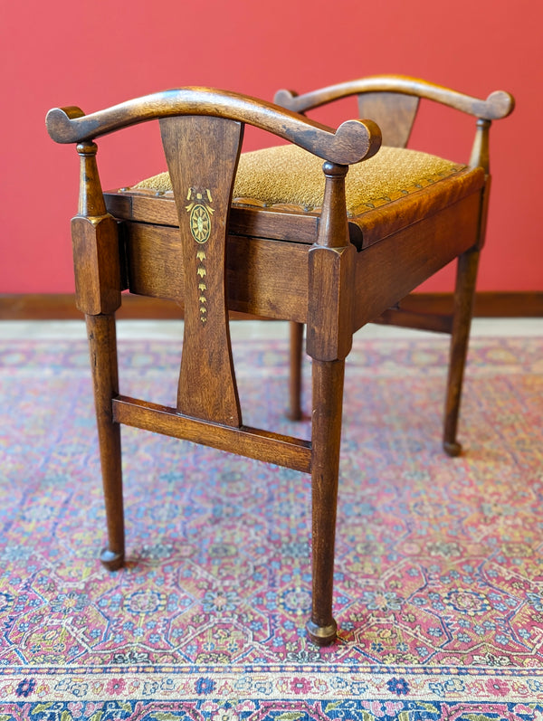 Antique Victorian Mahogany Piano Stool with Storage