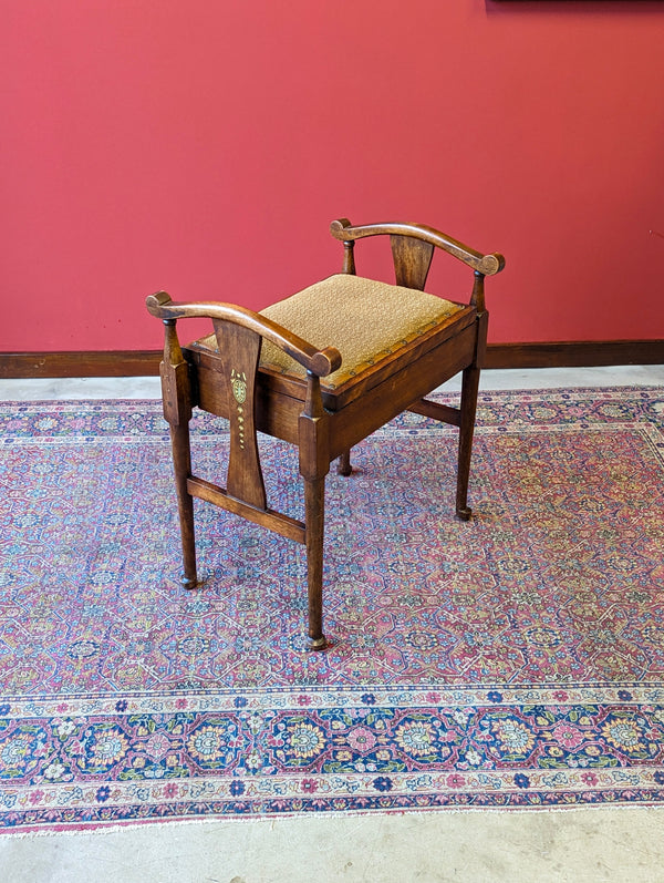 Antique Victorian Mahogany Piano Stool with Storage