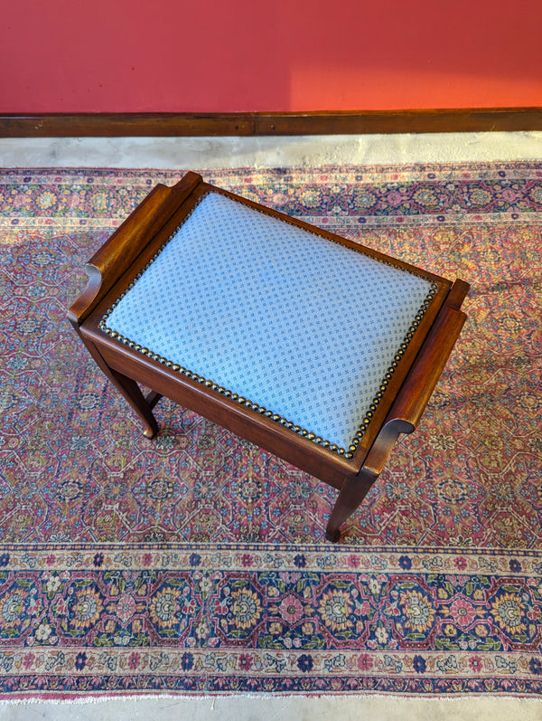 Antique Edwardian Mahogany Piano Stool with Storage