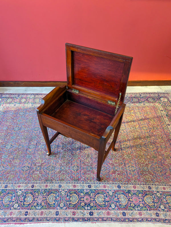 Antique Edwardian Mahogany Piano Stool with Storage