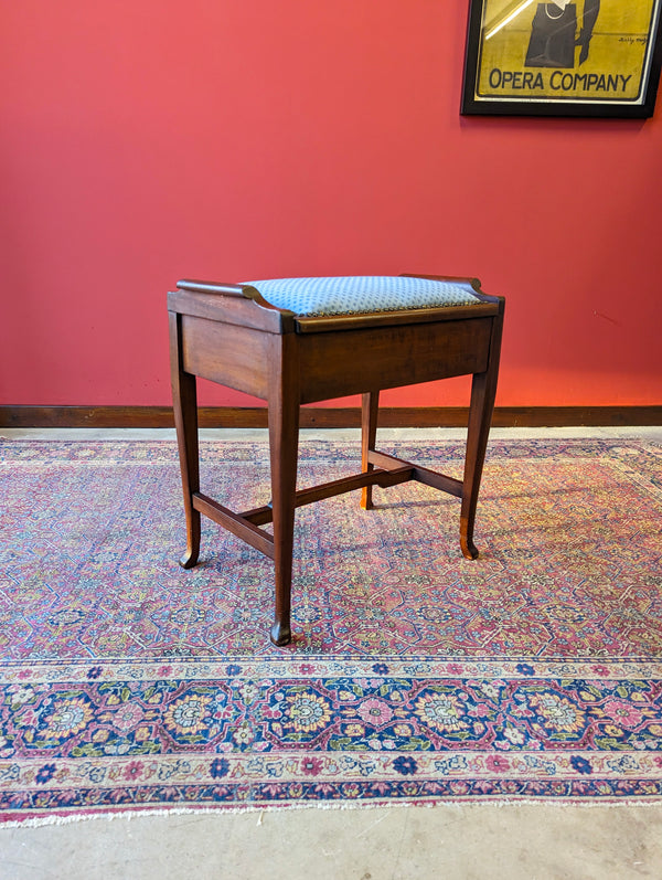 Antique Edwardian Mahogany Piano Stool with Storage