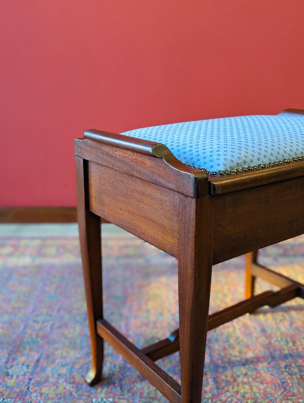 Antique Edwardian Mahogany Piano Stool with Storage