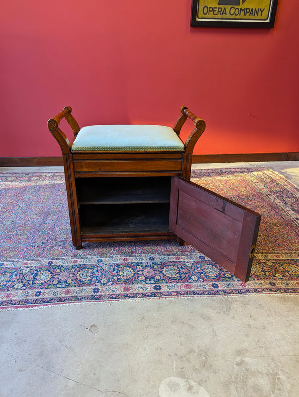 Antique Edwardian Mahogany Piano Stool with Storage