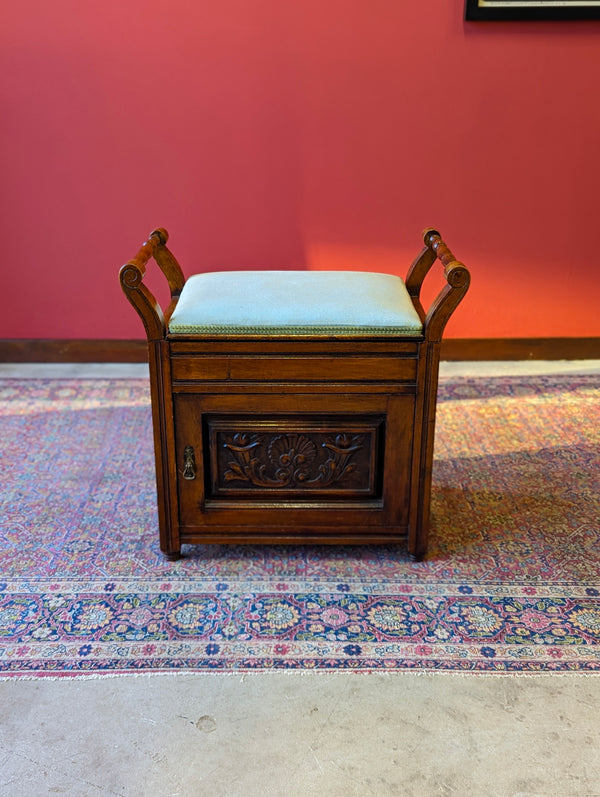 Antique Edwardian Mahogany Piano Stool with Storage