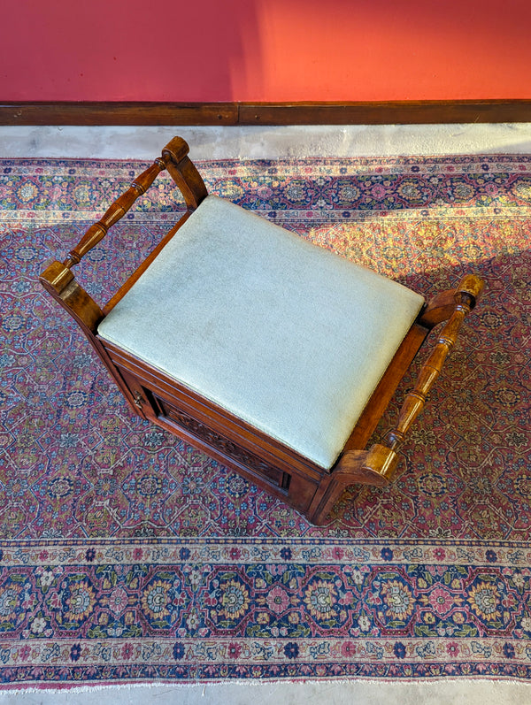 Antique Edwardian Mahogany Piano Stool with Storage