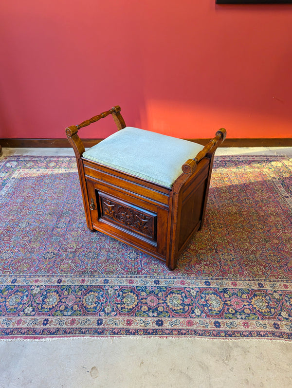 Antique Edwardian Mahogany Piano Stool with Storage