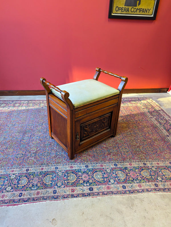 Antique Edwardian Mahogany Piano Stool with Storage