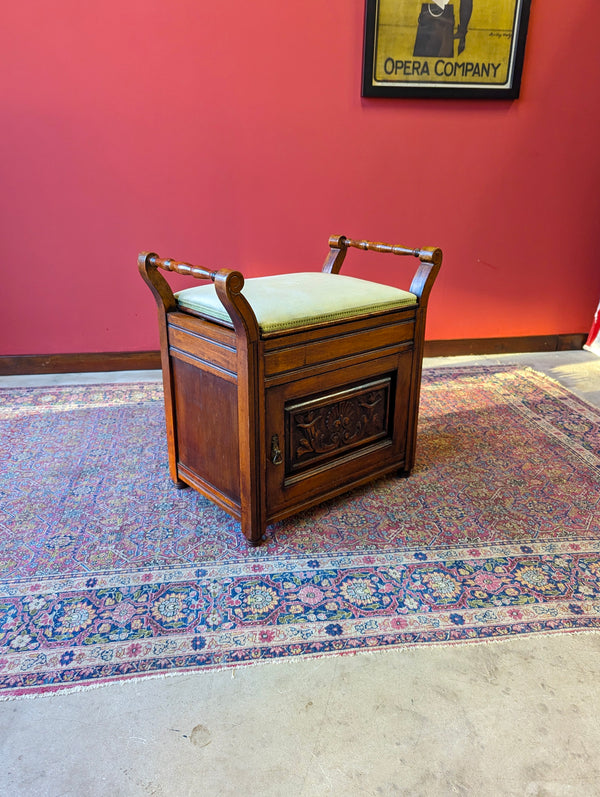 Antique Edwardian Mahogany Piano Stool with Storage