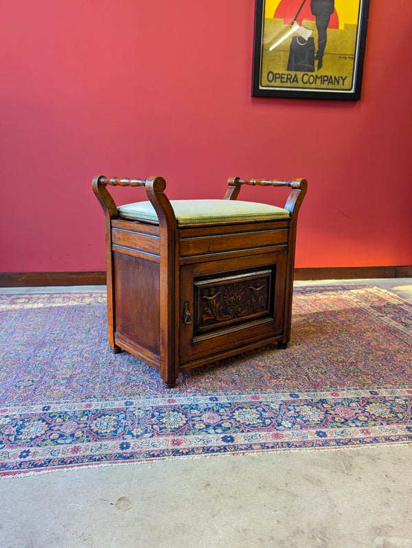 Antique Edwardian Mahogany Piano Stool with Storage