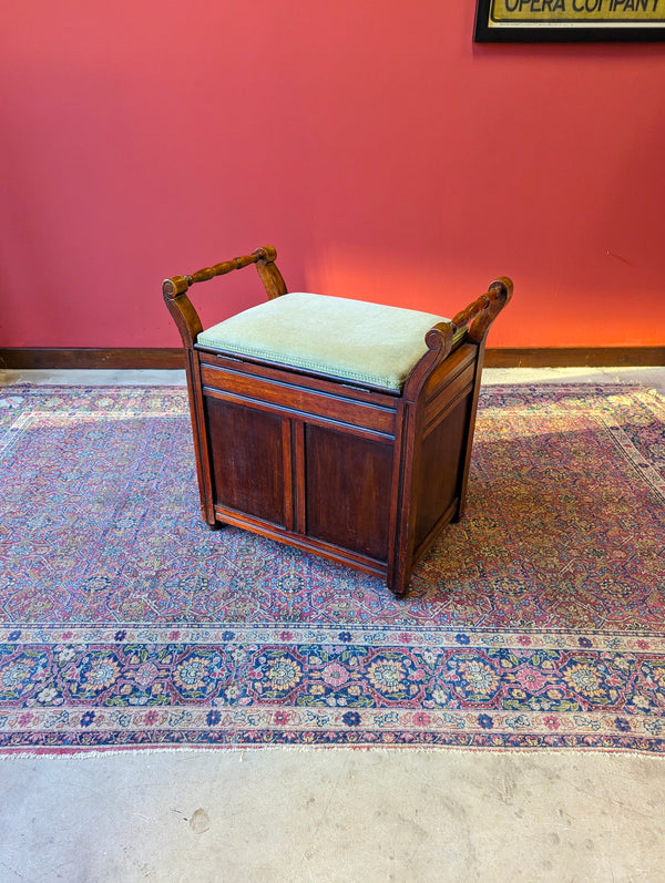 Antique Edwardian Mahogany Piano Stool with Storage