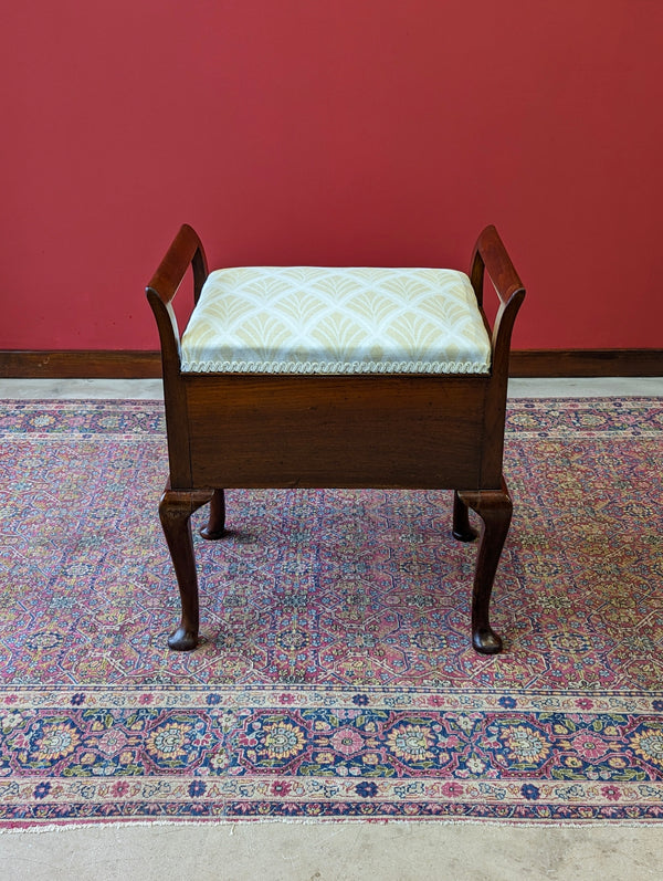 Antique 19th Century Mahogany Piano Stool with Storage