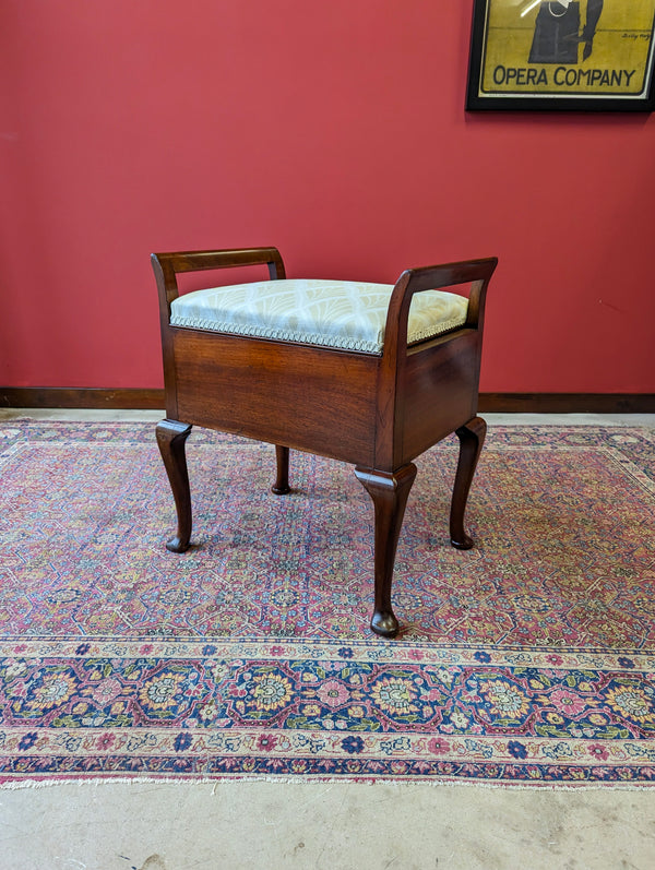 Antique 19th Century Mahogany Piano Stool with Storage