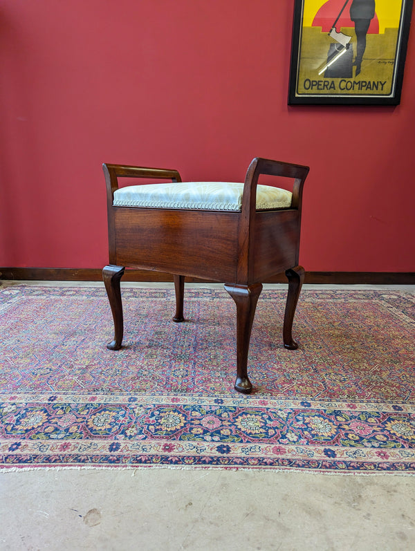 Antique 19th Century Mahogany Piano Stool with Storage