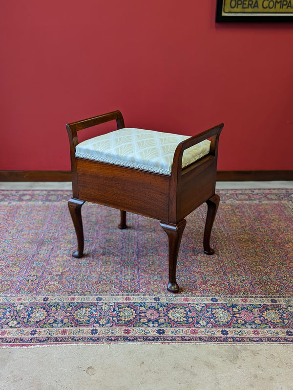 Antique 19th Century Mahogany Piano Stool with Storage