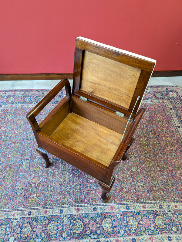 Antique 19th Century Mahogany Piano Stool with Storage