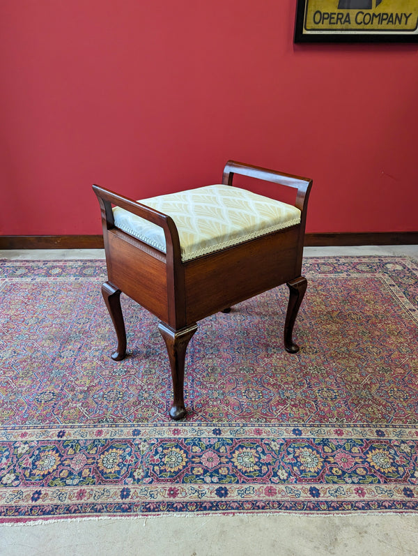 Antique 19th Century Mahogany Piano Stool with Storage