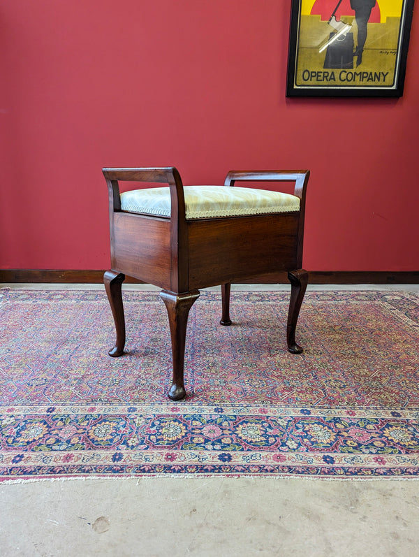 Antique 19th Century Mahogany Piano Stool with Storage