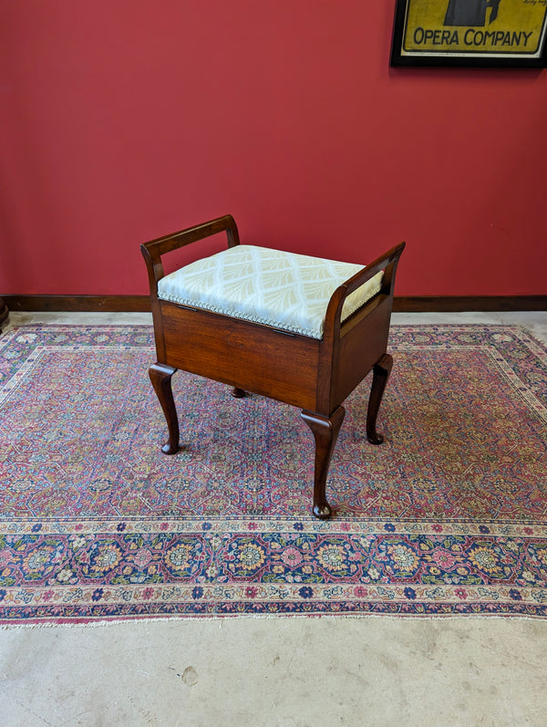 Antique 19th Century Mahogany Piano Stool with Storage