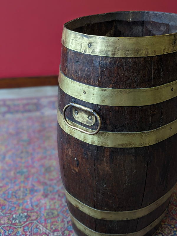 Antique Georgian Brass Bound Oak Stick Stand