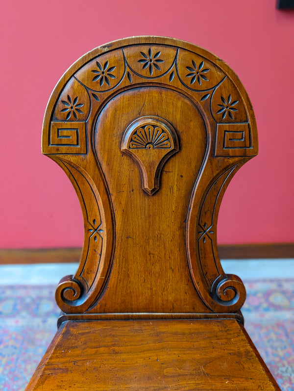 Antique Victorian Mahogany Carved Hall Chair