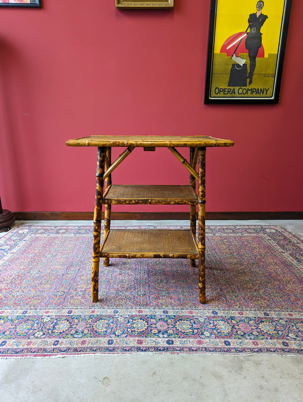 Antique Victorian Bamboo Three Tier Occasional Table