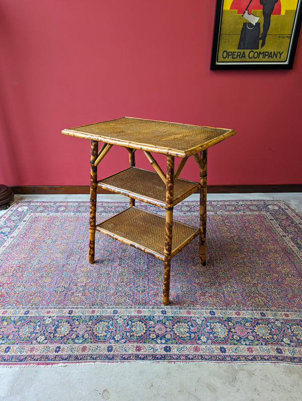 Antique Victorian Bamboo Three Tier Occasional Table