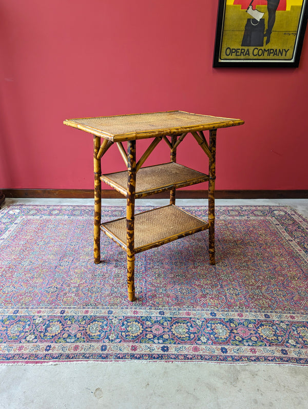 Antique Victorian Bamboo Three Tier Occasional Table