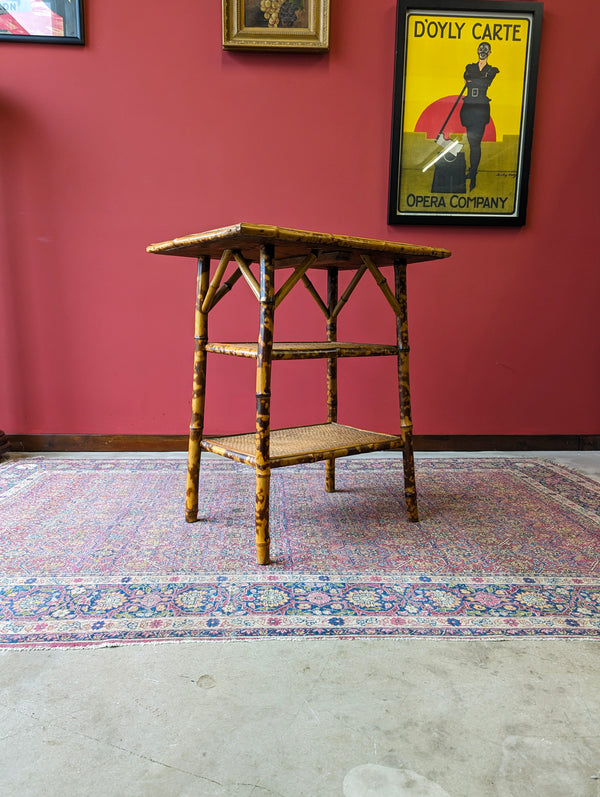 Antique Victorian Bamboo Three Tier Occasional Table