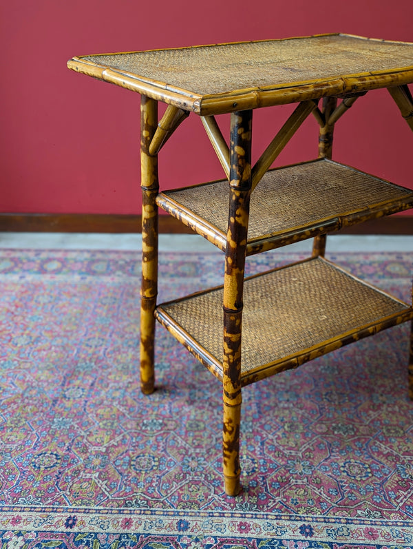 Antique Victorian Bamboo Three Tier Occasional Table