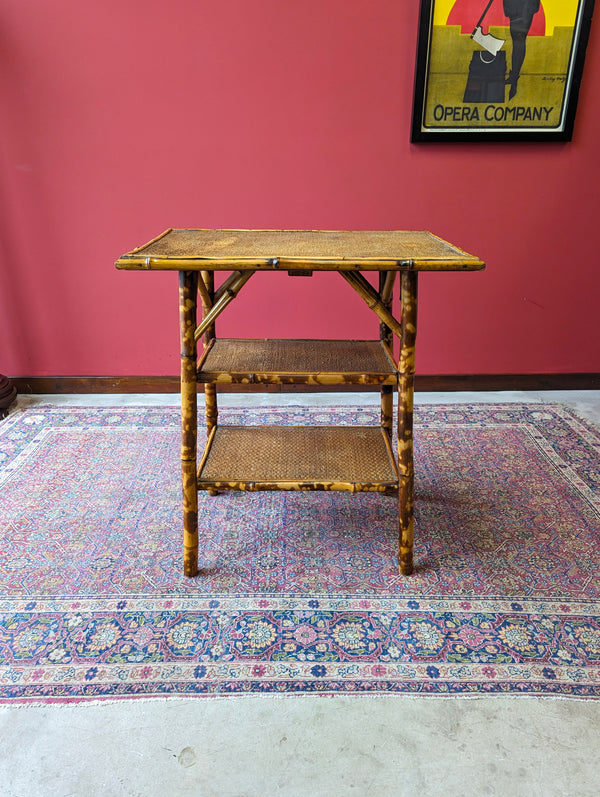 Antique Victorian Bamboo Three Tier Occasional Table