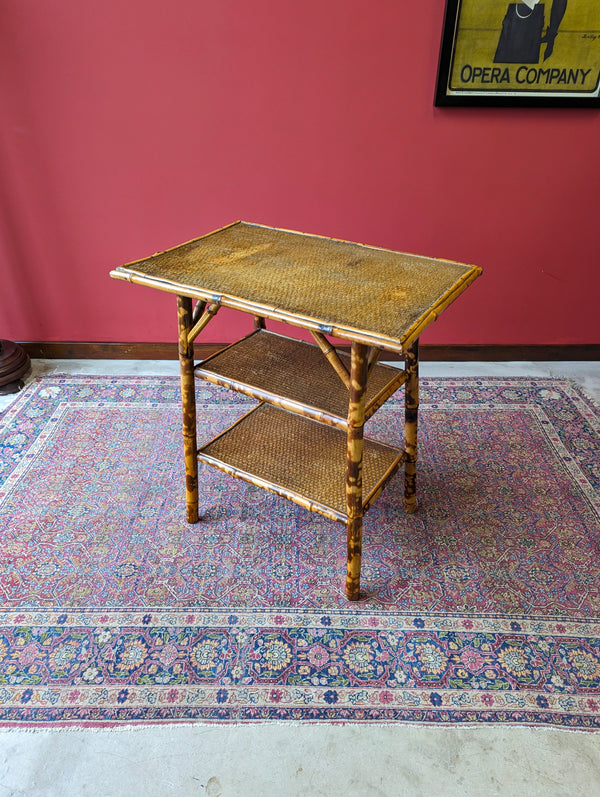 Antique Victorian Bamboo Three Tier Occasional Table