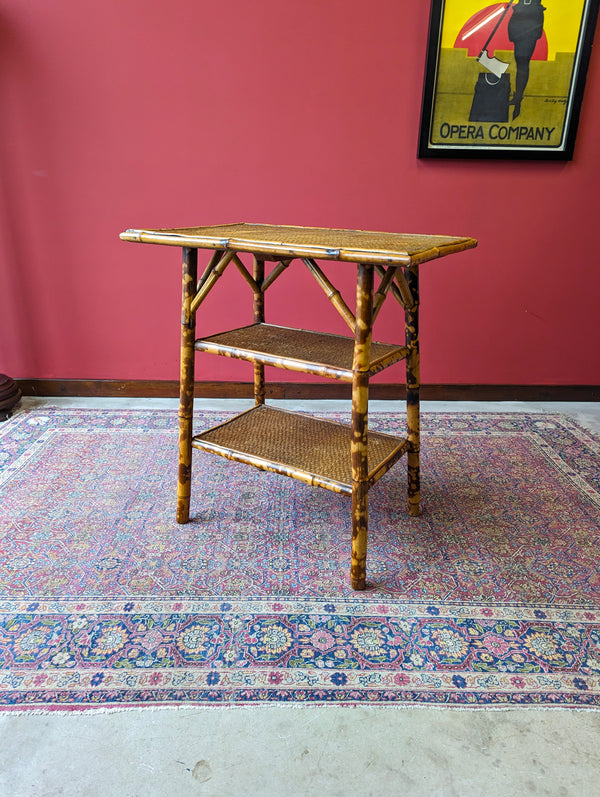 Antique Victorian Bamboo Three Tier Occasional Table