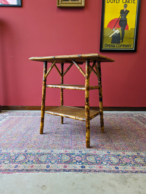 Antique Victorian Bamboo Three Tier Occasional Table