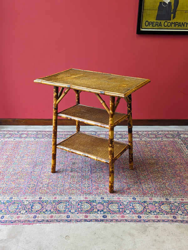 Antique Victorian Bamboo Three Tier Occasional Table