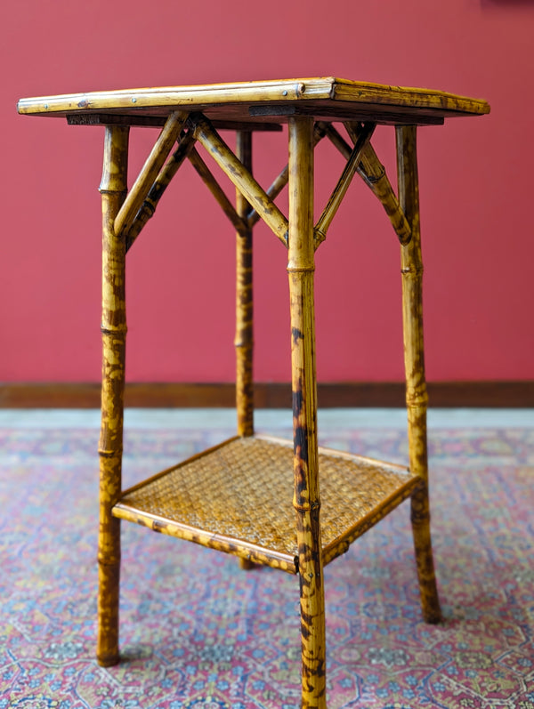 Antique Victorian Bamboo Two Tier Occasional Table