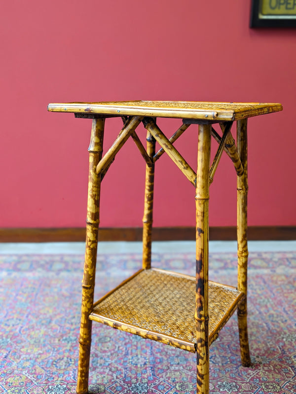 Antique Victorian Bamboo Two Tier Occasional Table