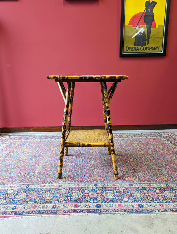 Antique Victorian Bamboo Two Tier Side Table